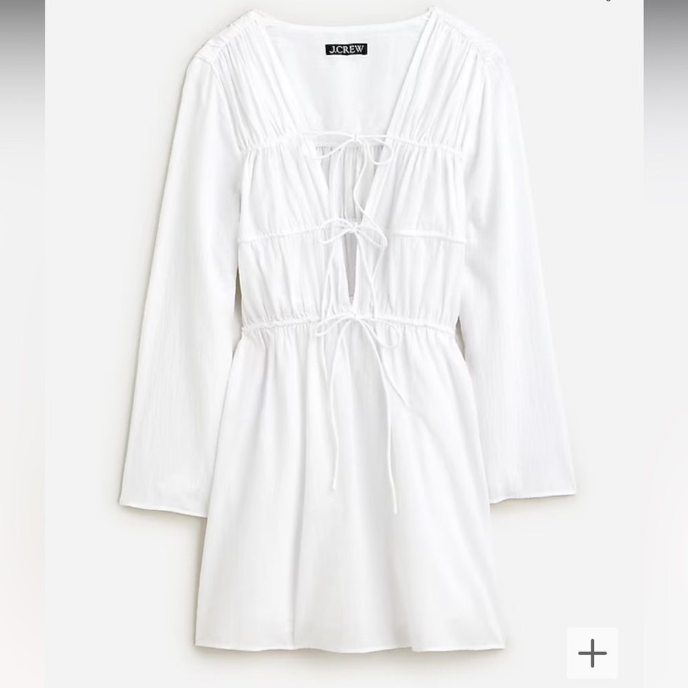 J.Crew Tiered tie-front dress in beach cotton